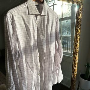 Charles Tyrwhitt- slim fit, 16/36 inch mens button down. White w. Blue + purple